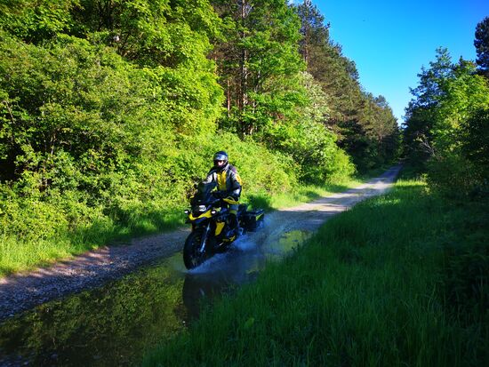 die einzige Pfütze weit und breit, für einen Offroad-Fahrer ein "must-have" - wird natürlich gleich mehrfach durchquert 