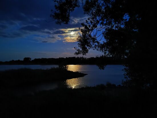 Der Mond über der Elbe