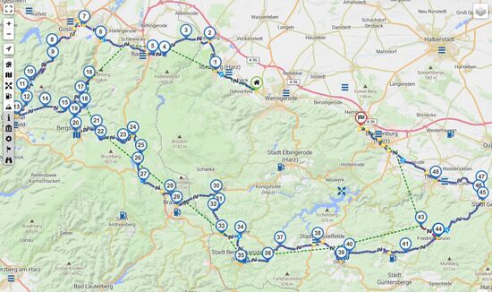 die heutige Tour durch den Harz
