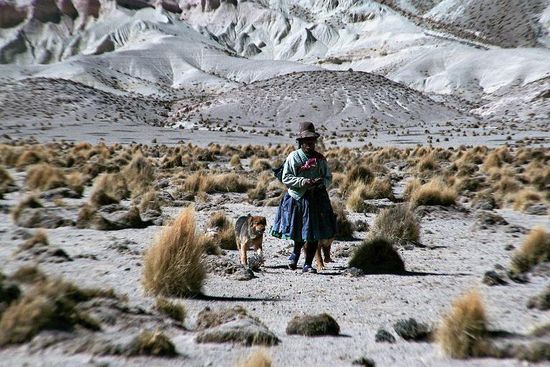 Mitten im Nichts laufen auf einmal Leute über die Strasse ... wie hier diese Frau. Für dieses Bild bekam sie dann eine Handvoll Koka ... immer heissbegehrt!