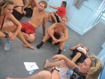 Planung des Tauchgangs auf dem Boot