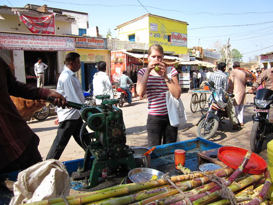 eine Erfrischung zwischendurch, die Inder freuten sich immer, dass wir all ihre Leckereien probierten