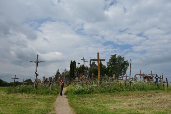 Kryzia Kalina in Litauen - der Berg der Kreuze ist nur 9 m hoch. Trotzdem haben sich hier über Jahrhunderte über 200.000 Kreuze angesammelt.
Der sagenumwobene Hügel war im Mittelalter Gebets- und Opferstätte, so dass hier Kreuze als Dank- und Bittopfer aufgestellt wurden und immer noch werden.