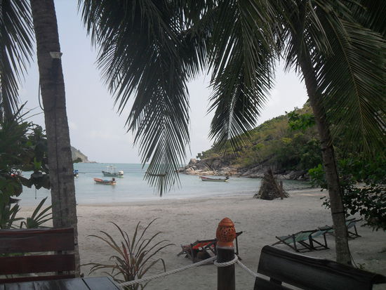 Ausblick beim Fruehstueck essen