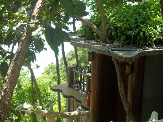 Mitten im Dschungel eine tolle Bungalowanlage ueber den Klippen