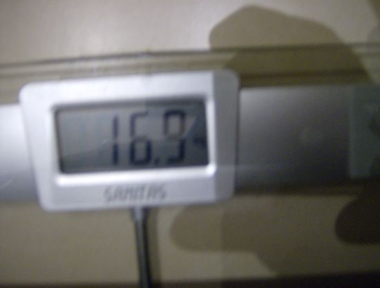 Achim's Gepäck: 16,9 kg - da hat er sich ja richtig angestrengt