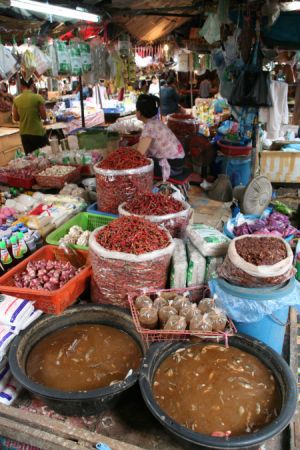 Fischsauce und Chilieschoten, die Eckpfeiler der laotischen Kueche