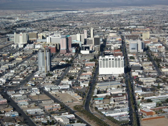 Vegas von oben, mit blick auf downtown