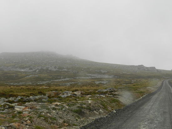 Bei strömendem Regen ging es über Schotterstraßen, dann später ganz ohne Straßen, ins "Camp", wie die Falkländer alles Land außerhalb Stanleys nennen