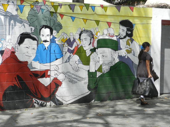 Wandbild am Plaza Bolivar