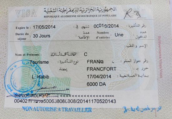 Kostete viel Zeit und Nerven: das Visum für Algerien