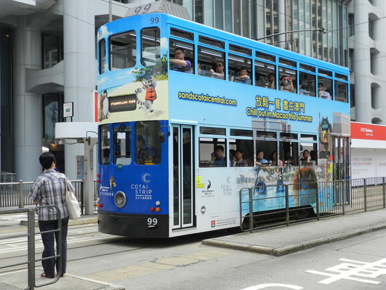 Eine der zahlreichen Trams, die hier im 2-3 Minutentakt fahren