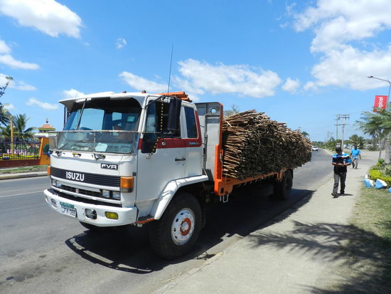 Ein mit Zuckerrohr beladener LKW