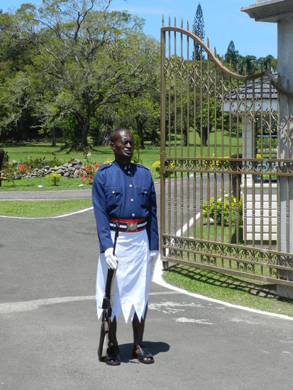 Dieser arme Kerl schiebt Wache bei glühender Hitze vor dem Präsidentenpalast