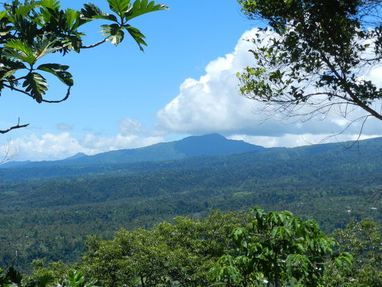 Blick von den Kletterpfaden zum Grab Srevensons