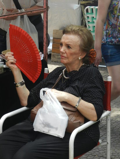 Erschöpft von der Hitze ruht diese Dame sich aus
