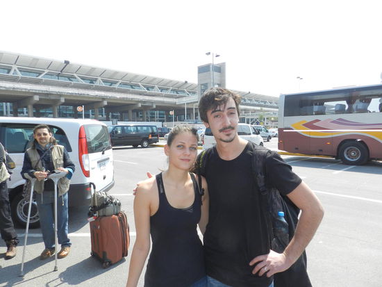 Nele und Volker am Flughafen von Santiago