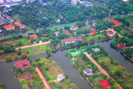 Blick über Bangkok bei landen