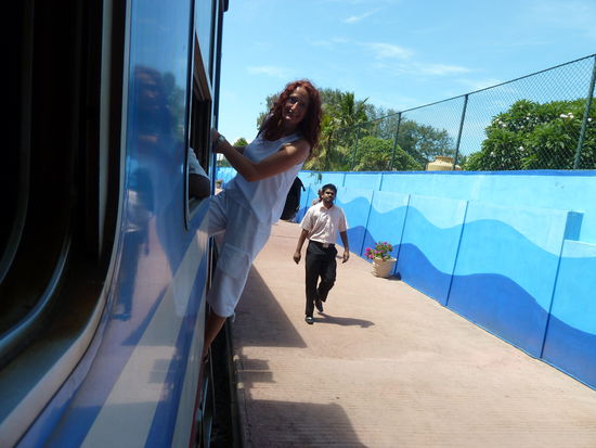 Man kann beim Fahren raushängen