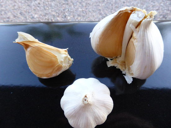 XXL Knoblauch - im Vordergrund ein normaler im Vergleich