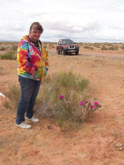 Fototermin beim Lower Anterlope Canyon - hier blühen in der Wüste noch die Blumen und Kakteen