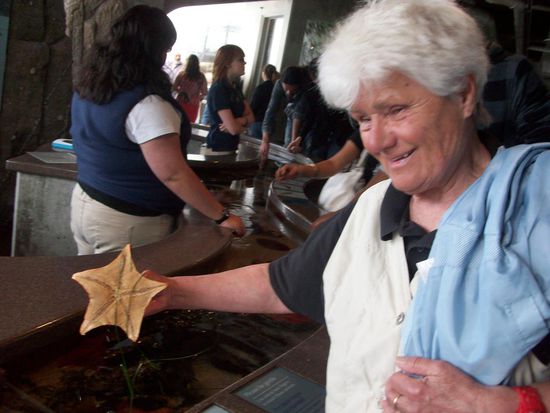 Mutter mit Seestern - im Streichelzoo des Bay Aquariums Monterey