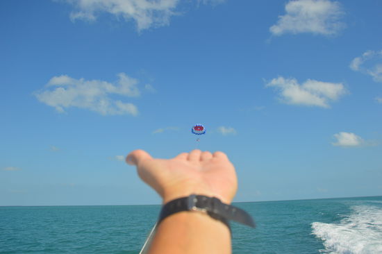 Ansetzen zur Landung auf der Handfläche