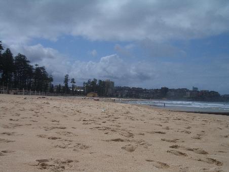 Manly Beach (das Wetter war eigentlich auch hier ganz schoen!)