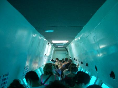das "Glas-Bottom-Boat"...oder "die Unterwassersauna"