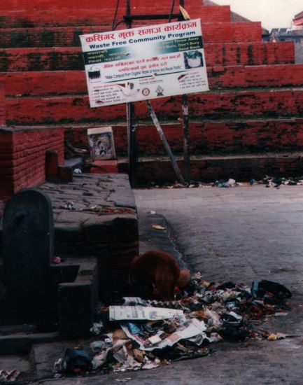 "Waste Free Community Programme" (Durbar Sq.) -- höchst erfolgreich wie man sieht.
