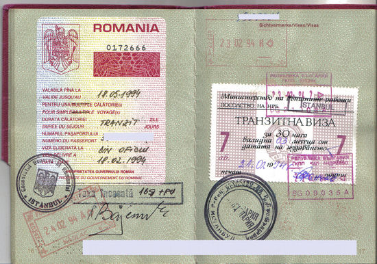 Die "gute, alte Zeit"? Transitvisa für Rumänien und Bulgarien.