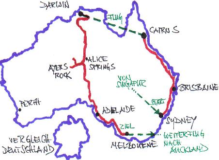 Australien per Hand