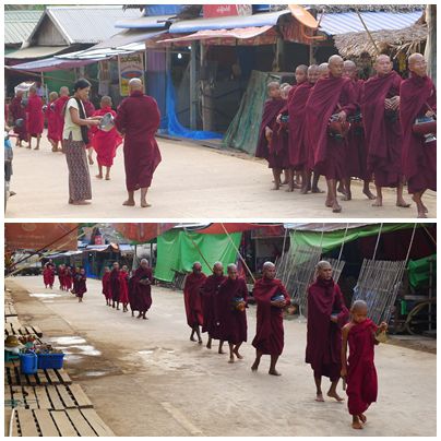Mönche ziehen meist in den frühen Morgenstunden überall durch die Städte um Almosen zu sammeln. Dafür sind wir damals in Luang Prabang noch extra mitten in der Nacht aufgestanden !