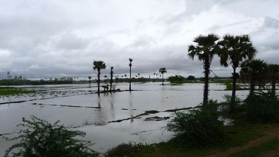Heftigster Regen während der Busfahrt zum Inle See setzte die Landschaft unter Wasser (die Reisbauern freut es)