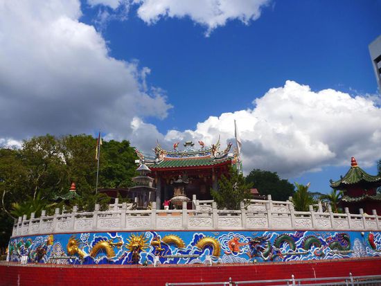 Blick auf den Tua Pek Kong Tempel