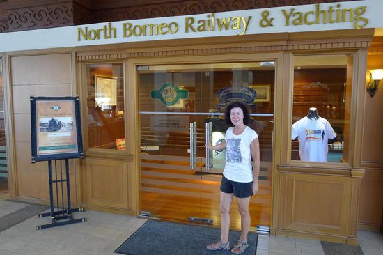 Die Fahrkartenverkaufsstelle der Nostalgie-Bahn im Magellan Hotel