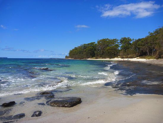 Der Strand von Huskisson, einem kleinen hübschen Küstenort