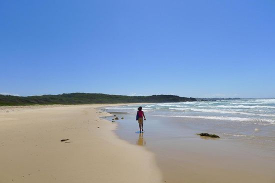 In Narooma endlich wieder ein Traumstrand bei Traumwetter