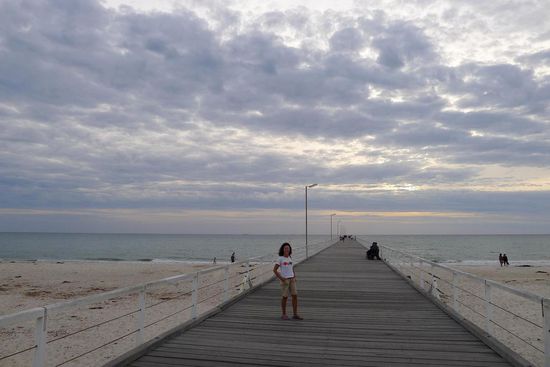 Strandabschnitt im Aussenbezirk Semaphore. Es war so warm, dass wir bis spät abends am Strand waren.