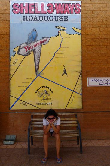 Am Roadhouse von Threeways, wie die Karte treffend zeigt, das Nichts im Nichts......