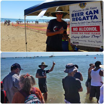 Bierdosen-Regatta in Darwin! Vor Ort gibt es keinen Alkohol???? aber der rasende Reporter kennt keinen Schmerz und scheut keine nassen Füsse.