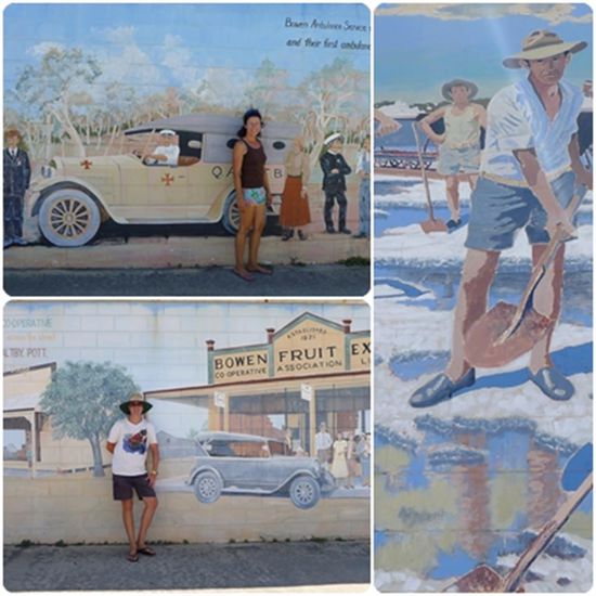 Bowen ist ausserdem bekannt für seine Fassadengemälde die die Geschidte der Stadt darstellen