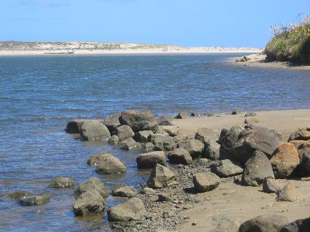 Muendung des Paniora River in die Tasman Sea - Kaikai Beach -