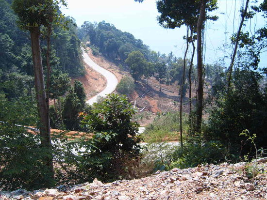 hier sieht man wie steil die Strasse verlaeuft