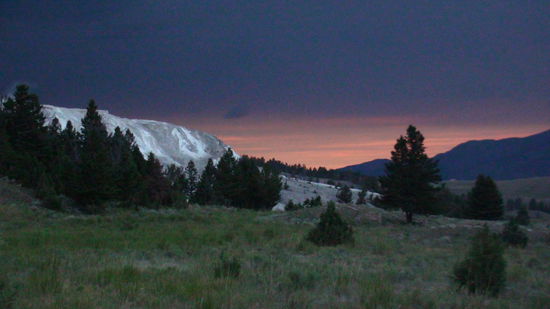 Mammoth Hot Springs on sunset