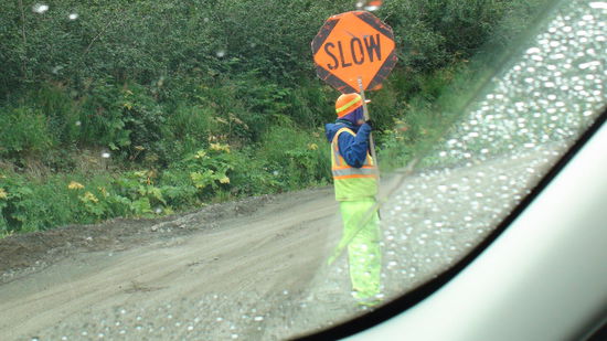 Eine von vielen Baustellen auf der Strecke nach Denali. Los geht´s, komm mit auf die Reise...