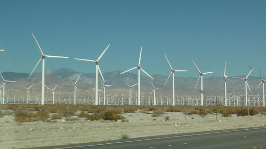  Hunderte Windräder inmitten der Wüste