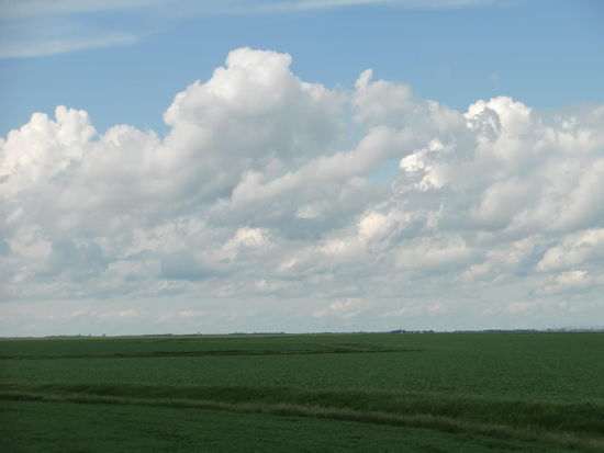 Die Prärie mit den Weizenfeldern. Es hatte etwas Ungewöhnliches rundherum bis zum Horizont zu sehen. Das Spiel der Wolken ist auch sehr faszinierend!