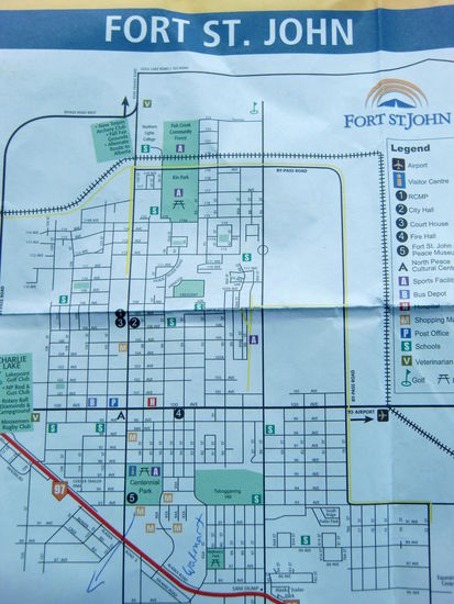 Unser Übernachtungsziel Fort St. John
So sieht eine Stadt hier aus. Meist schachbrettartig angelegte Strassen.