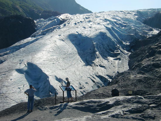 Der Exit-Glacier bei Seward. Zum Aussichtspunkt führte ein kurzer Fußpfad durch den Wald.